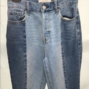 Women’s PacSun Color Block 2 Panel High Rise Straight Fit Denim Jeans